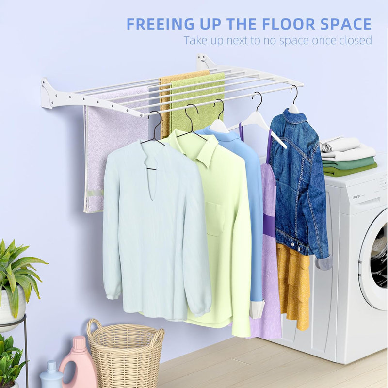 Wall Mounted Clothes Drying Rack, 4" H x 31.50" W x 19.70" D