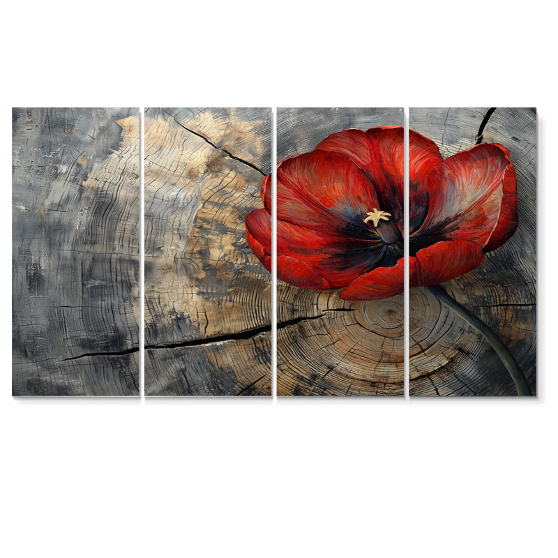Arterbury - tulipes - art mural traditionnel pour le salon, 4 pièces, H 32 po x l 64 po