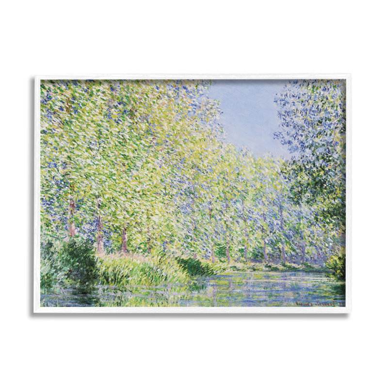 «Epte River» par Claude Monet, H 24 po x l 30 po x P 1,5 po, Giclée encadrée blanc bord de mer