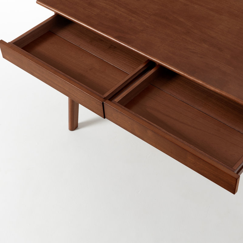 39.4"W Solid Wood Desk with Drawers, 39.37"W x 19.69"D, Teak