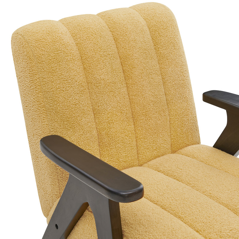 Chaise de lecture jaune avec siège d'appoint à structure en bois et rembourrage chaud, Jaune
