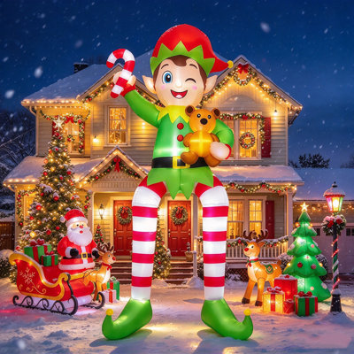 Décorations d'extérieur gonflables de Noël de 10 pi avec lumières DEL, décor de jardin de Noël gonflable géant pour fête de Noël