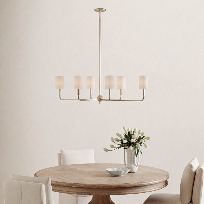 Rowley 6 - Light Dimmable Classic / Traditional Chandelier, Satin Brass