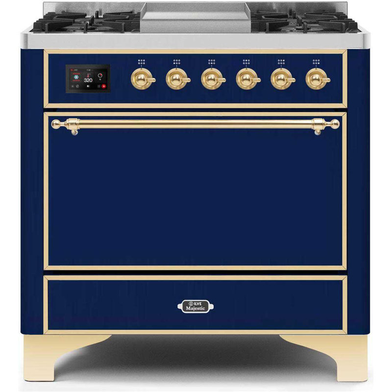 Majestic II 36" 3.5 cu.ft. Freestanding Dual Fuel with Griddle and Convection Oven, Natural Gas, Glossy Black/Copper