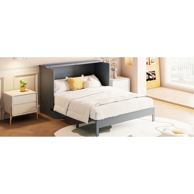 Lit gris avec grand tiroir. Maximise l'espace dans les petits espaces. Permet de ranger diverses choses. Finition élégante. Charges incluses. Lit facile à assembler. Capacité de 75,1 po x l 56,7 po x l 41,3 po