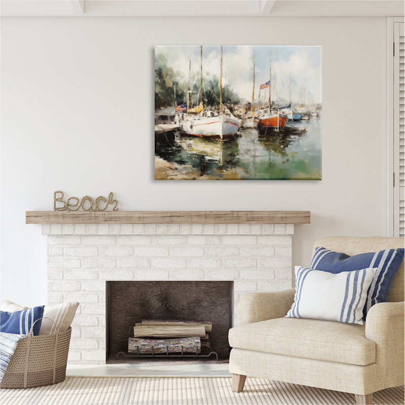 «Ba-114» encadré «Harbor Harbor» sur toile par Ziwei Li, H 36 po x l 48 po x P 1,5 po