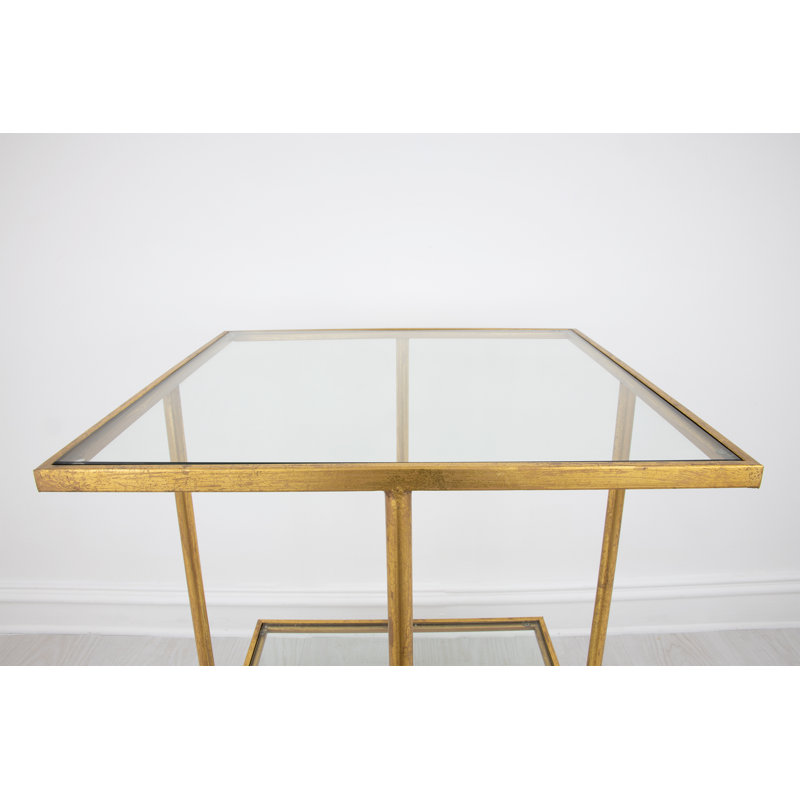 Romana End Table, Antiqued Gold Leaf
