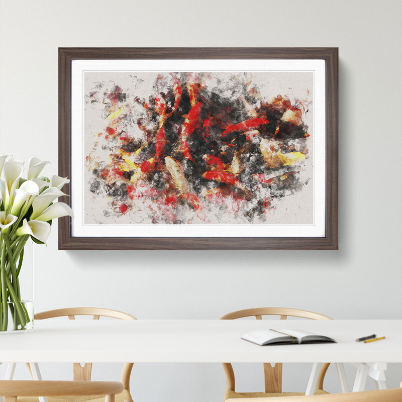 Many Fish - Picture Frame Graphic Art, Walnut Framed, 27cm H x 36cm W x 2cm D