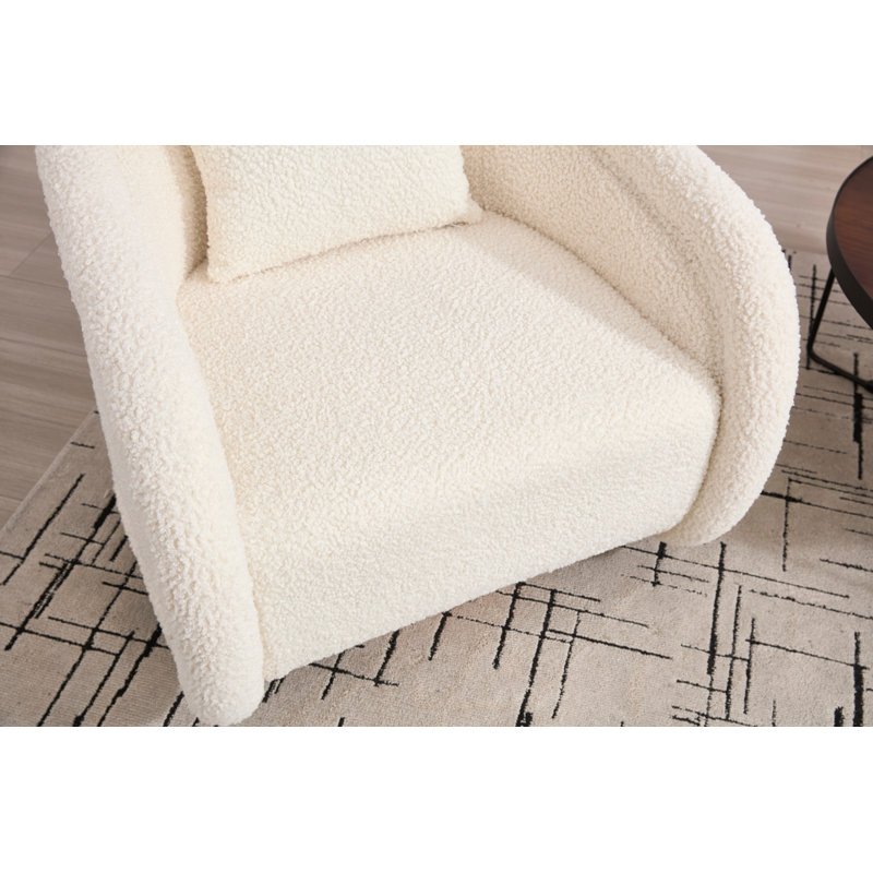 Fauteuil demi-tonneau pivotant à 360 degrés Teddy Upholstery, Blanc