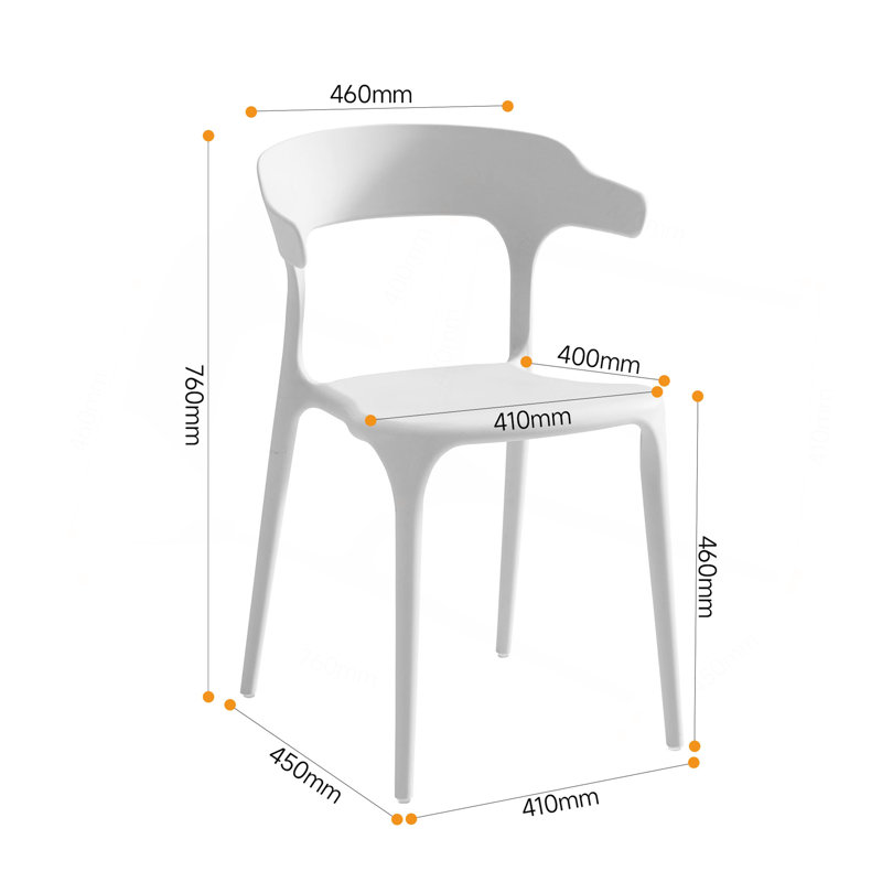 Stackable Plastic Chairs Set Of 4, Made Of Polypropylene With Reinforced Feet, White