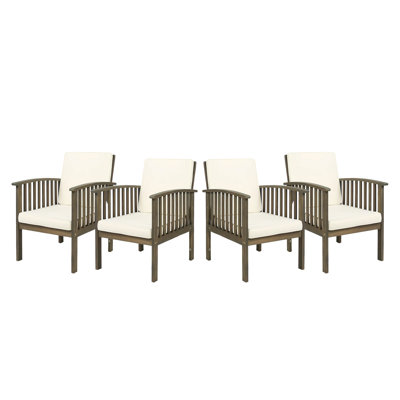 Outdoor Acacia Wood Chairs Set of 4