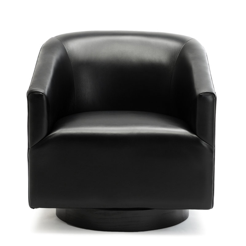 Chaise pivotante - Assise de meuble de salon de 22,5 po de hauteur avec base en bois noir, largeur de l'emballage de 33 po, rembourrage en mousse essentielle moderne, profondeur de 32,7 po