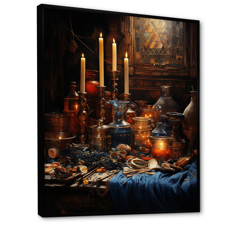 Égypte, offrande Divine sur toile, H 40 po x l 30 po x P 1,5 po, Cadre flottant noir