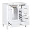 Armoire de meuble-lavabo moderne 30 po - Structure en bois massif blanc avec lavabo en céramique. 3 tiroirs et porte pour une organisation dans un cadre de style. Lavabo équipé, élégant-1008615610