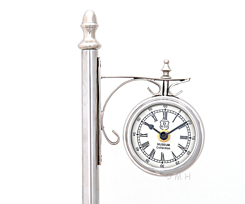 Analog Metal Mechanical Tabletop Clock in Silver