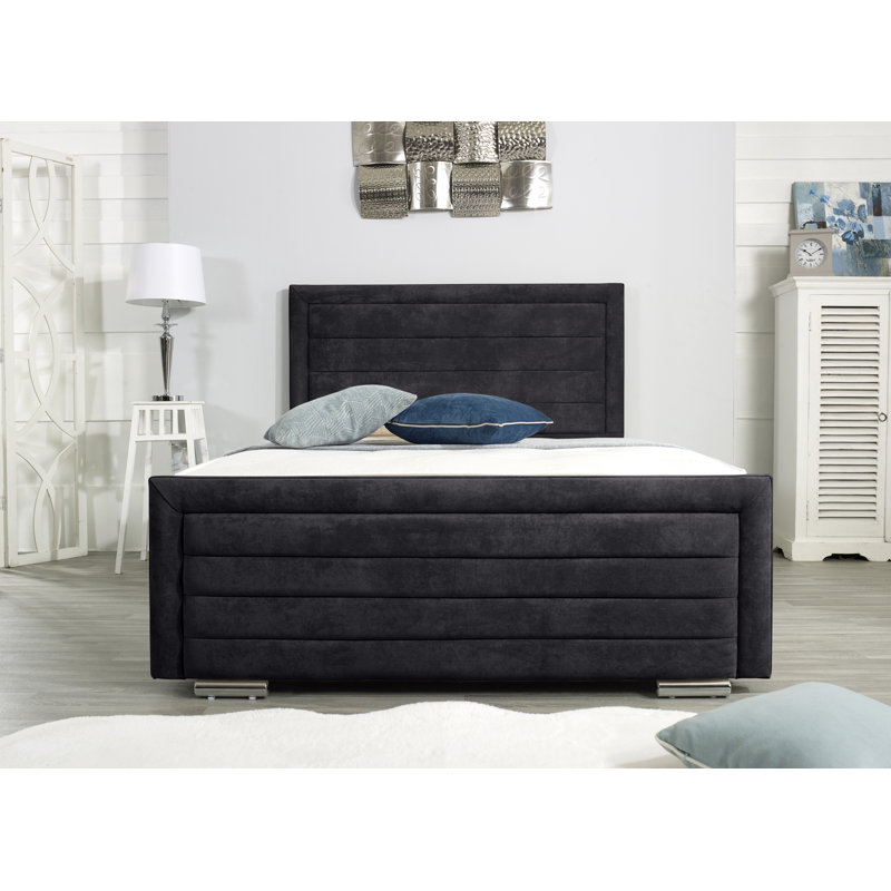Frazee Upholstered Bed Frame, Black, Small Double (4')