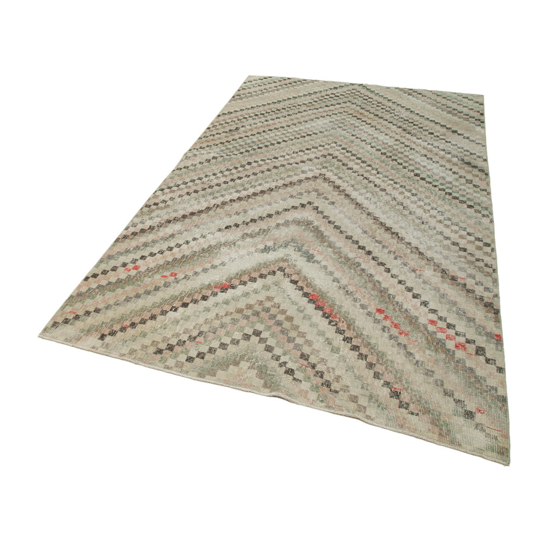 Checkered Kilim Beige Checkered Wool Handmade Area Rug