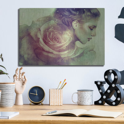 Art mural en métal luxueux «June» par Anna Dittman, 16 po x 12 po