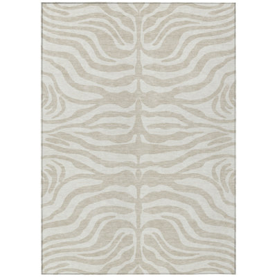 10' X 14' Beige Animal Print Washable Indoor Outdoor Area Rug