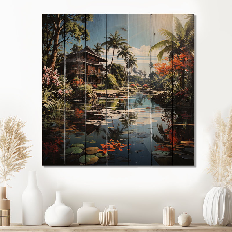 Asian Art Bali Bliss On Wood Print, H 25 po x l 25 po x P 0,78 po