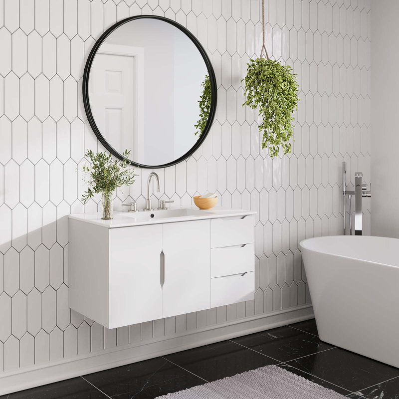 Meuble-lavabo de 36 po Modway Vitality (lavabo non inclus), Blanc