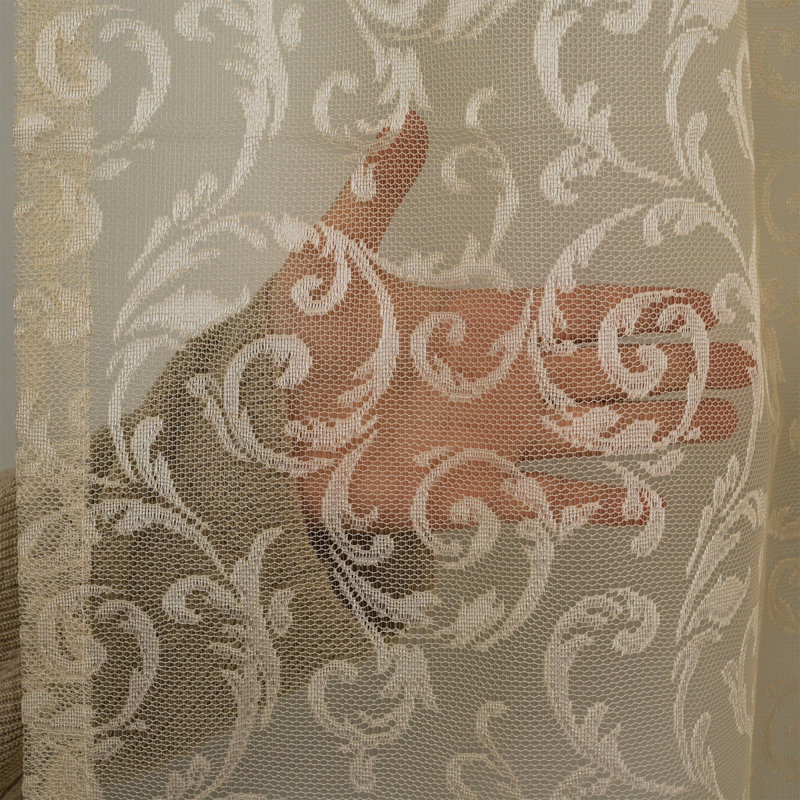 Cream Lace Classic Sheers Curtain Panels,Sheer Window Curtain,Shabby Chic, 52" W x 95" L, Beige