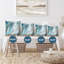 Coussin décoratif abstrait en marbre avec polyester de qualité supérieure - blanc et bleu-44319750