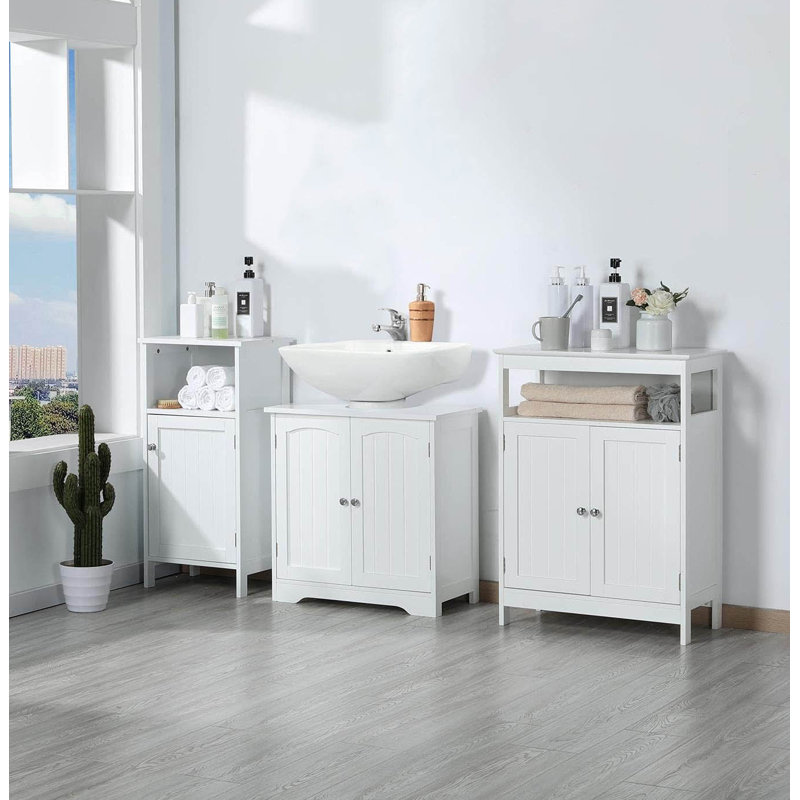 Engineered Wood Bathroom Cabinet, White