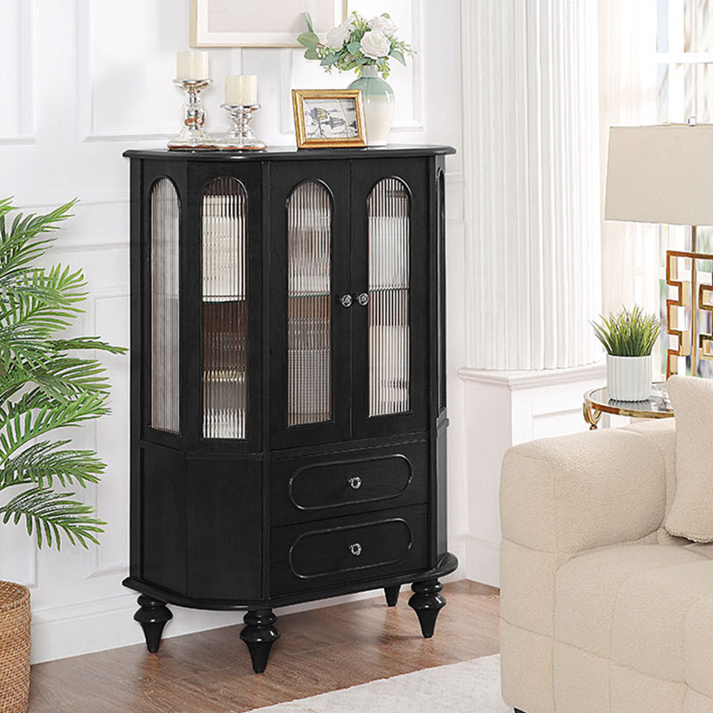 Retro Multi-Functional Accent Cabinet, Black