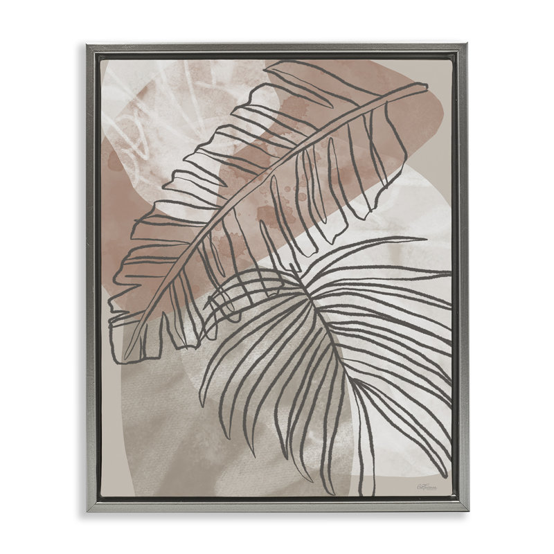 Cadre flottant à motif de feuilles de terre tropicales, design par Cat Thurman Designs, H 21 po x l 17 po