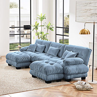 Modular Sectional Sofa Couch With Convertible Ottomans