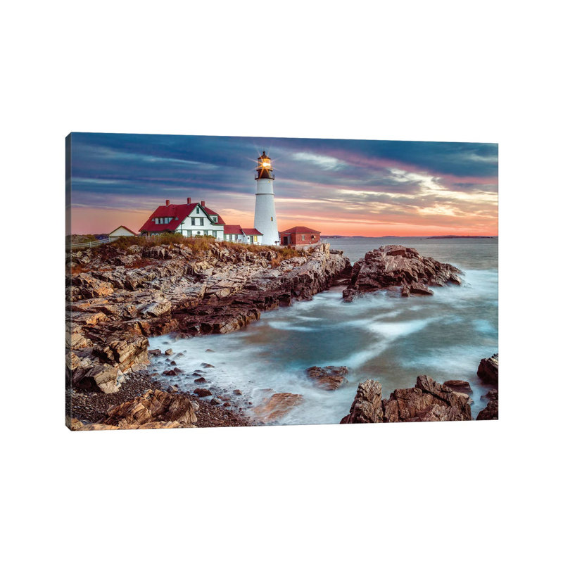 Cape Elizabeth Stormy Sunrise, Portland Maine New England by Susanne Kremer - Print on Canvas, Wrapped Canvas