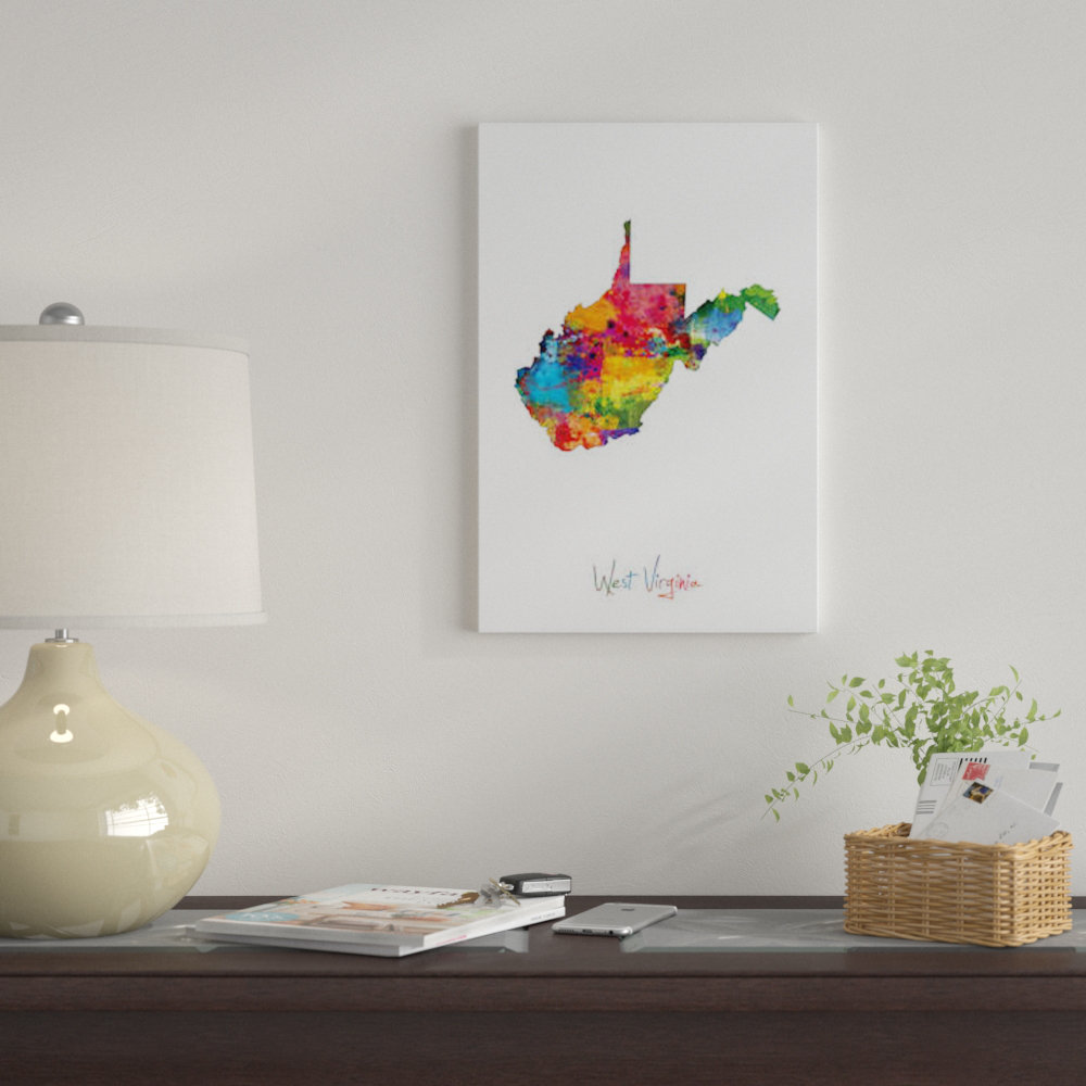 'West Virginia Map' By Michael Tompsett Graphic Art Print on Canvas East Urban Home Mat 