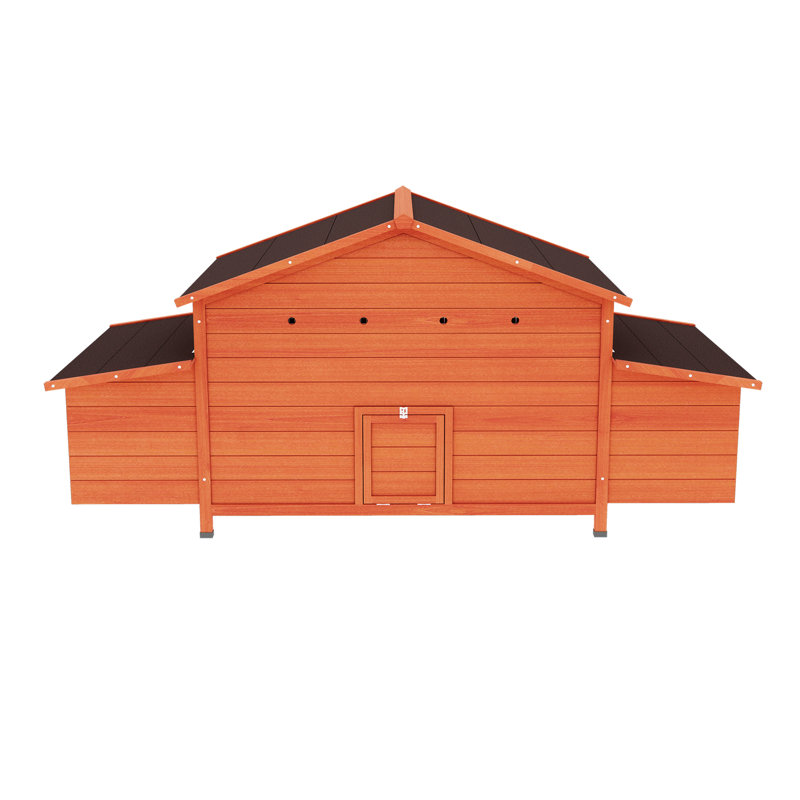 Poulailler d'extérieur en bois avec 2 compartiments gigognes et portes de rang, plateau étanche, construction, système de verrouillage prédateur, espace ventilé, point d'accès facile, perchoir confortable