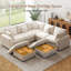 Canapé d'angle modulaire Cloud 5 places en chenille moderne de 107 pouces avec deux poufs de rangement-1987188985