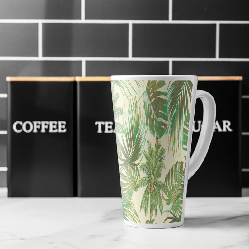 Tropical Leaves On Latte Mug