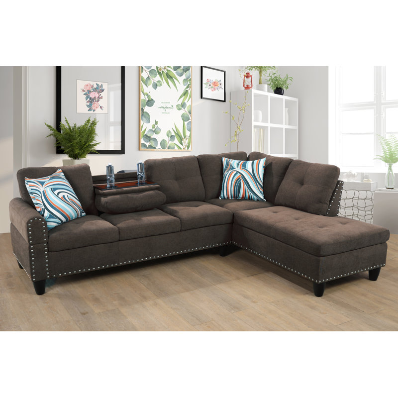 Upholstered L-Shaped Sectional, Right Hand Facing