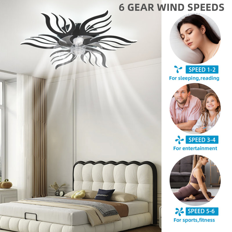 28.34" 7 - Blade Reversible LED Dimmable Ceiling Fan With Light And Remote