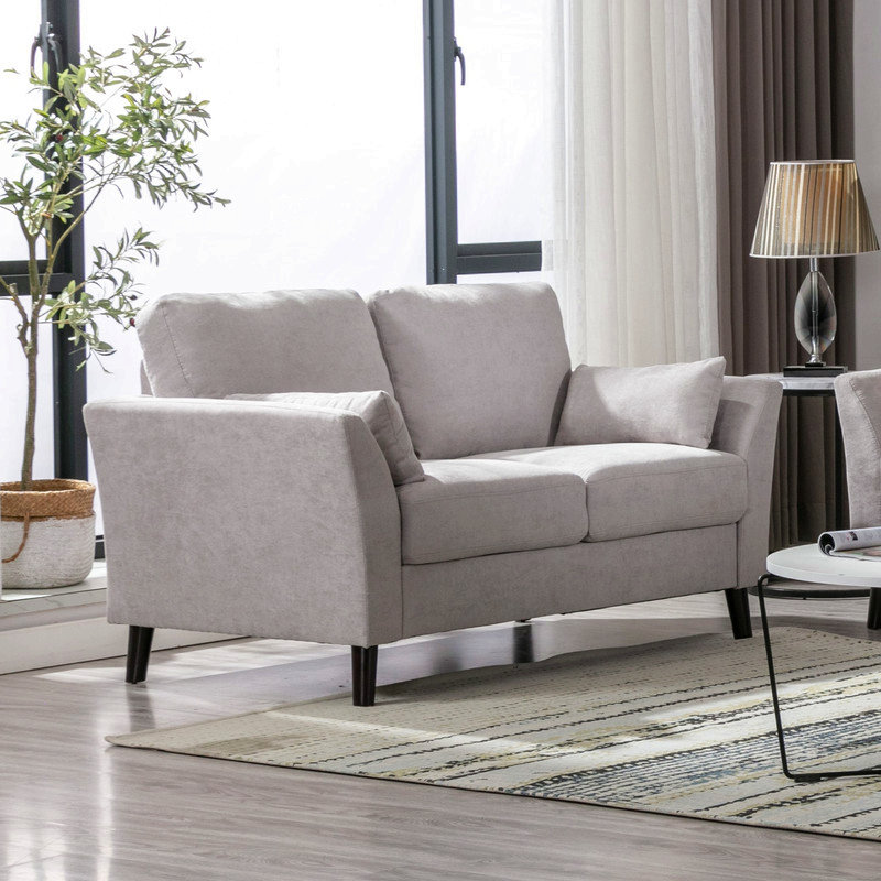 Causeuse 57 po en tissu tissé gris clair