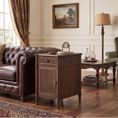 Hoai Transitional 16''W 1-Drawer Fluted End Table with Adjustable Shelf