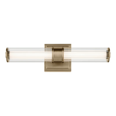 Petite barre de salle de bain linéaire 18,5 "à DEL avec verre cannelé transparent