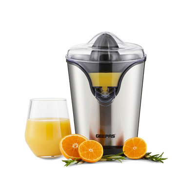 GEEPAS 100W Citrus Juicer Electric Orange Juicer | Professional Brushed Stainless Steel Fruit Juicer | Squeezes Oranges Lemons Lime Juices | Freshly Pressed Fruit Juices in Seconds - 2 Year Warranty