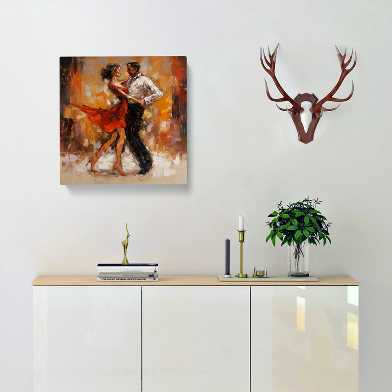 Ballroom Dancing Gestural Art - Wrapped Canvas - Framed Print, 50cm H x 50cm W x 3cm D