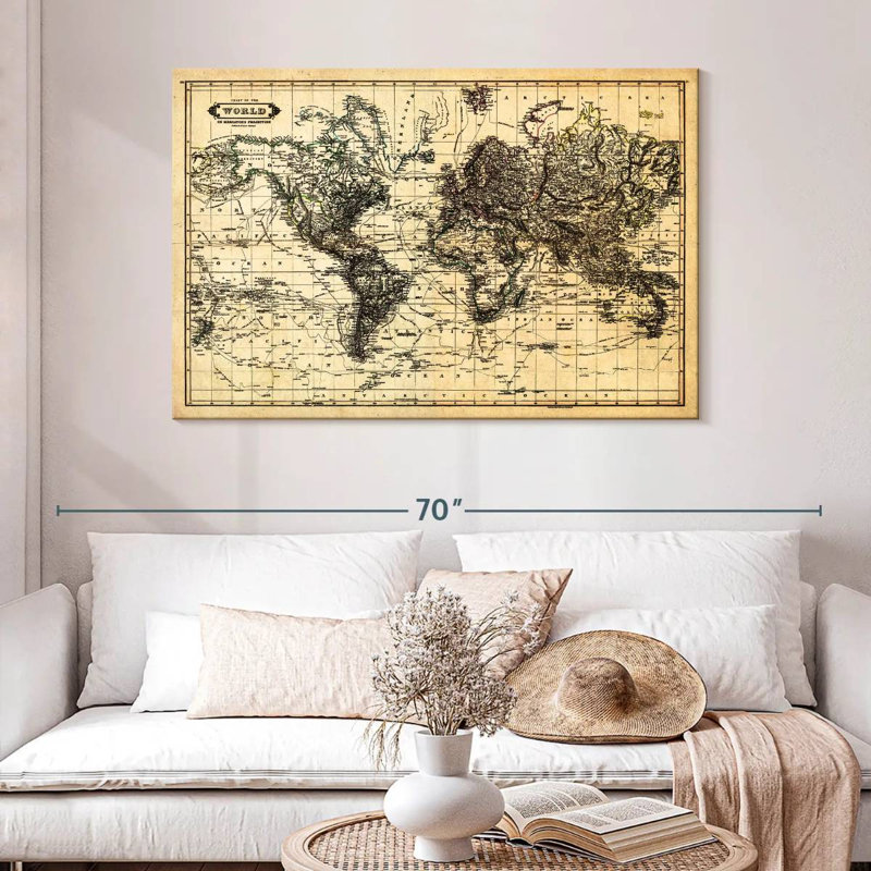 Carte de la carte du monde Aliaz, H 32 po x l 48 po