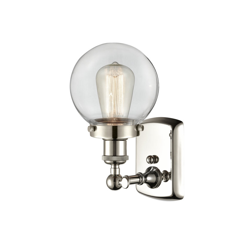 Nickols Armed Sconce, Polished Nickel, No Bulb Included, Clear