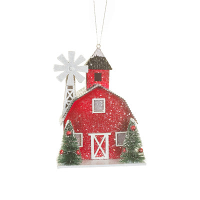 Ensemble de 4 ornements DEL Sparkly Red Card Gambrel