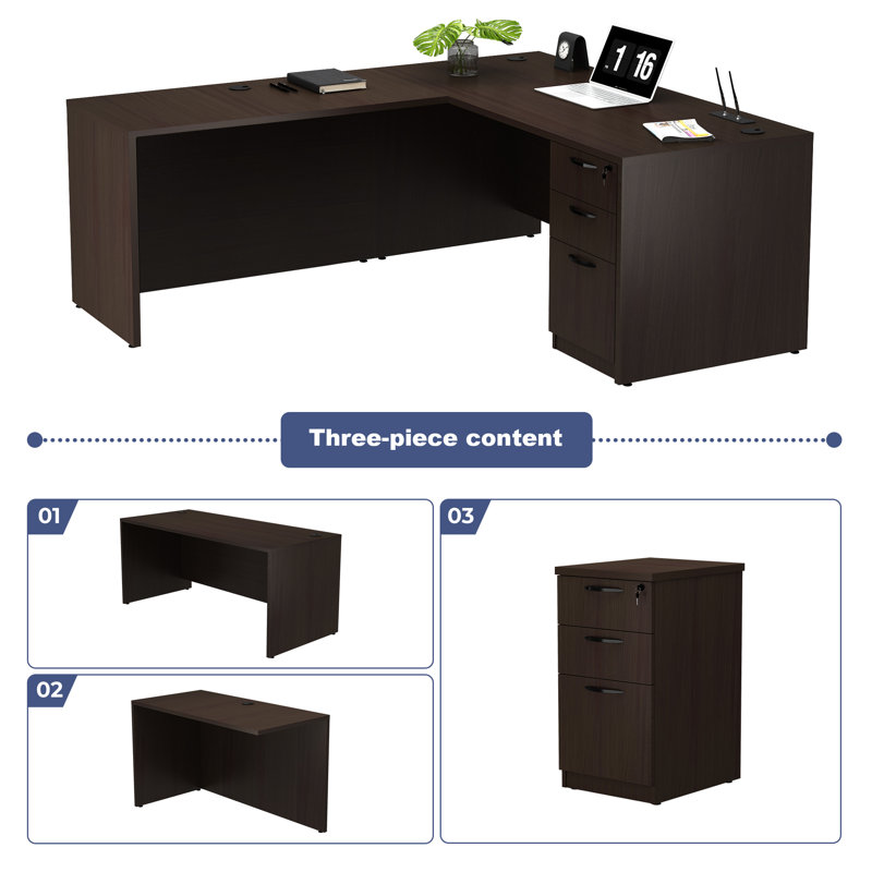 L-Shaped Executive Desk, Brown