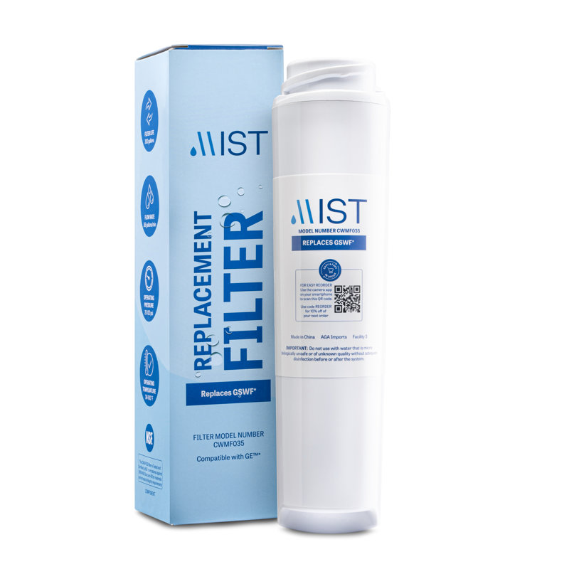 Mist GSWF Replacement Refrigerator Water Filter Compatible GE Models: GSWFDS, 100749-C, 100810/A