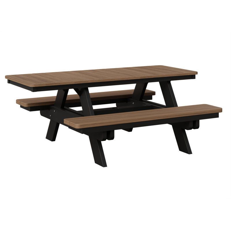 Berlin Gardens Ada Rectangular Picnic Table, Antique Mahogany Top/Black Base