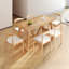 Rectangular Rustic Solid Pine Dining Set With Upholstered Chairs, Farmhouse Kitchen Table Set-1361129876